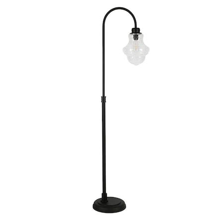 Hudson & Canal Henn &amp; Hart  Sara Blackened Bronze Floor Lamp with Seeded Glass Shade FL0432